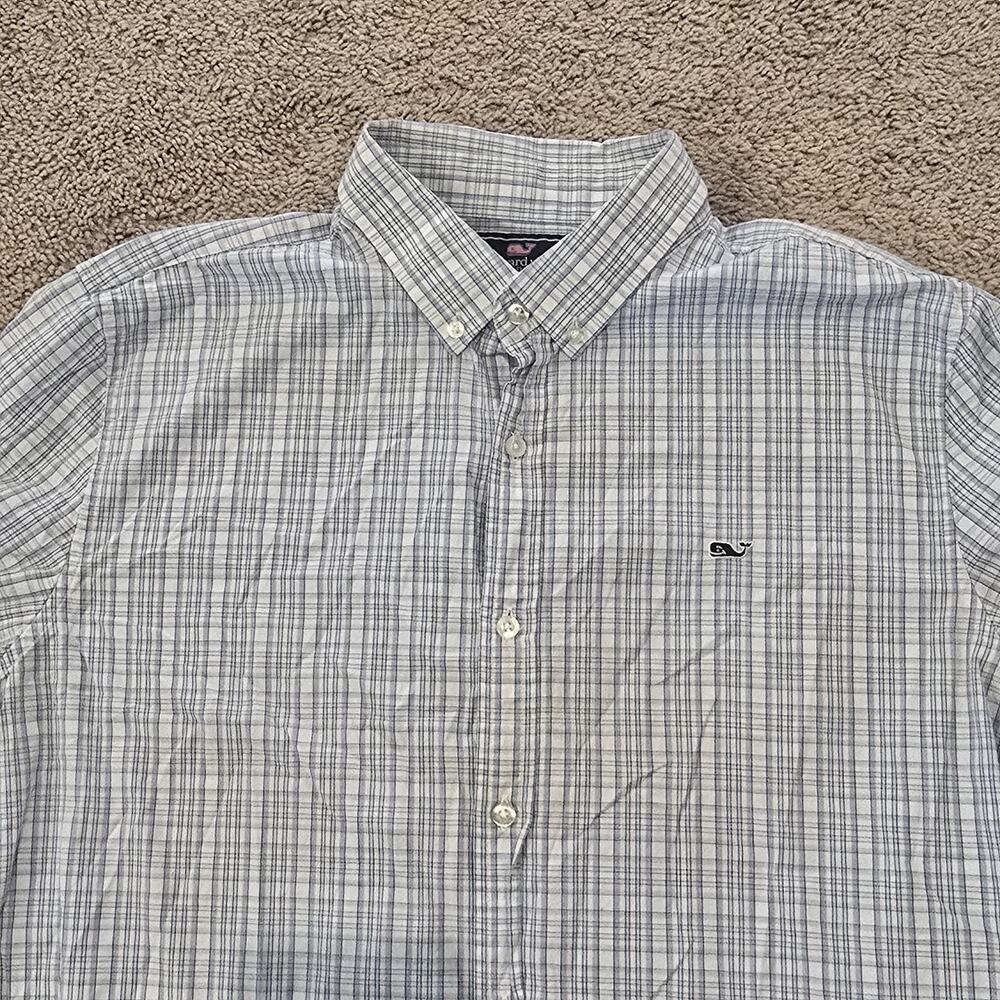 Vineyard Vines Whale Shirt Mens XL Extra Large Blue Plaid Button Down Slim Fit